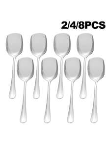 2/4/8pcs Stainless Steel Serving Spoons & Scoops For Home Kitchen, Hotel Restaurant Self-Service,Kitchen,Christmas Gift,School Supplies - Gold - View 7
