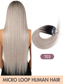 Micro Loop Human Hair Extensions, Silky Soft Hair With Voluminous Ends, Highlight Color Micro Bead Invisible Micro Loop Real Human Hair For Women - 彩色 - 查看 15
