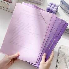 1件/5件裝彩色可攜式防水文件夾套組，L型開口方便使用，A4尺寸，教師必備校園用品，辦公用品，極簡輕量耐用文件收納夾，適用於學生考卷、學習資料收集與整理，辦公文件整理，開學必備 - 多色 - 查看 5