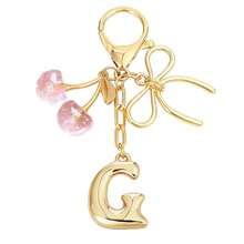1Pc Initial Keychain, Coquette Cherry Bow Charm Pendant, Y2K Aesthetic Resin Keyring For Backpack Car, Cute Gift For Her Women Girls - Multicolor - View 34