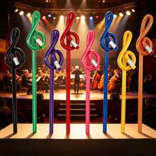 1/3/5HB Colored Pencil Set, Music Symbol Pattern - Cute And Sweet Music Theme Stationery, Rainbow Pearl, Wooden Material, Perfect For Drawing And Back To School Season - Multicolor - View 3
