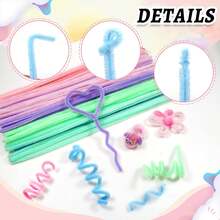 200/450pcs Multi-Color Thick Chenille Stems, Large Capacity Colorful Fuzzy Sticks, 9 Colors, Suitable For DIY Crafts And Art Projects, Plush Stems, Suitable For Valentine's Day, Mother's Day And Easter Decorations - Mixed Colors 50pcs - View 5