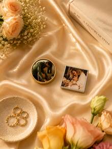1pc Customized Photo Brooch, Personalized Photo Pin, Custom Memorial Photo Lapel Pin, Heart Round Square Shapes Jewelry - Multicolor - View 4
