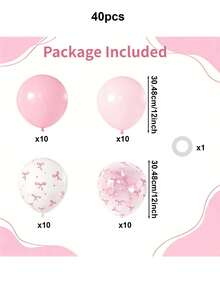 60pcs Pink Bow Balloons, 12-Inch Light Pink And Clear Latex Balloons With Bow Pattern, Suitable For Baby Shower, Girls Birthday Party, Princess Theme Party Decoration - Multicolor - View 10