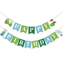 高爾夫主題生日橫幅旗 高爾夫大師賽生日派對裝飾 一桿進洞派對 格紋旗 第一個生日裝飾 - 彩色 - 查看 8