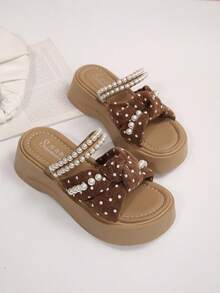 Women's New Color-Block High Heel Sandals, Elegant Fashion Outdoor Comfortable Beach Sandals, Match With Dresses, Beachwear, Fashion Anti-Slip Thick Sole High Heel Sandals - Chocolate Brown - View 7