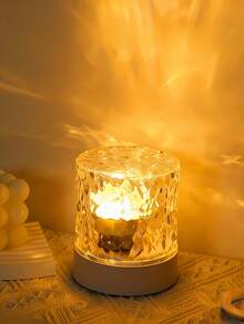 1pc Water Ripple LED Projection Night Light, USB Remote Control Atmosphere Lamp, Bedroom Living Room Decor Table Lamp, Home Party Creative Aesthetic Light, Romantic Decorative Light - Water ripple - View 10
