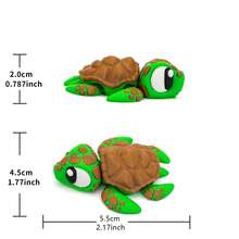 Green And Brown 3D Printed Small Turtle Model, Flexible Jointed Cute Design, Office And Home Stress Relief Decor, Collectible Gift Choice Realistic Marine Creature Model, Desktop And Car Decoration Stress Relief Toy, Children's Birthday And Holiday Gift - Multicolor - View 2