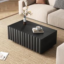 Living Room Set With Wavy Design, TV Unit + Coffee Table, Modern Storage Set, Sturdy And Practical. - Black - View 8