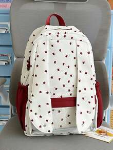 Rabbit Ear Heart & Star Print Backpack, Transparent Ita Layer Student School Bag, Japanese Sweet Style Commuter Backpack - Multicolor - View 2