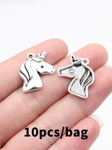 10pcs 20x19mm Unicorn Charms Pendant For DIY Jewelry Making Necklace Keychain Phone Chain Bracelet Making Accessories Handmade Craft Making Findings - Unicorn - View 3