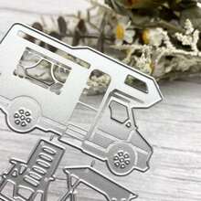 Vacation RV & Table Chair Metal Cutting Dies For Scrapbooking - Durable DIY Scrapbook Photo Album Decoration Paper Card Cutting Template, Card Making Supplies - Silver - View 7