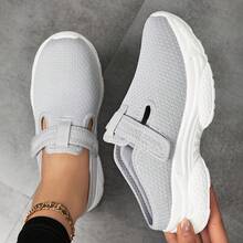 35-43 新款夏季女款包頭針織網眼拖鞋，休閒透氣輕量行走鞋，鏤空女鞋 - 灰色 - 查看 8