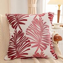 shangxia 1pc--Nordic Ins Style Gold Palm Leaf Throw Pillow Cover, Luxury Plant Jacquard Texture Cushion Case, Soft Decor Atmosphere Enhancer-- (Pillow Insert Not Included) - Green - View 6