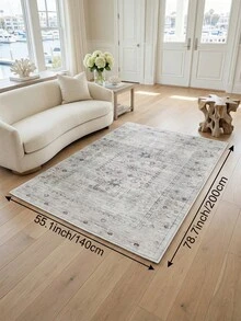 1 pieza Alfombra de sala de estar gris claro desgastada, adecuada para cocina, comedor, dormitorio, decoración de habitación festiva, interior/exterior, oficina, vestíbulo, felpudo antideslizante, alfombra de baño, pasillo, área de estudio y juegos - Gris Claro - Ver 14