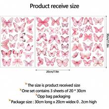 3pcs High Quality Glow-In-The-Dark Pink Butterfly Wall Stickers, Blue Light Fluorescent Wall Decals, Removable Wall Art, Suitable For Home Decor, Bedroom Decor, Room Decor - Multiple Styles - View 9