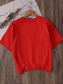 Printed Crew Neck T-Shirt For Girls - Blue - View 2