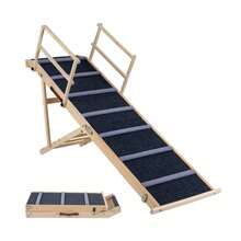 6-Level Foldable Dog Ramp W/Non-Slip Carpet Removable Side Rails Platform - A - View 10