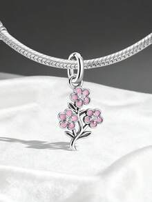 1pc 925 Sterling Silver Flower Pendant DIY Beaded Bracelet Charm, Exquisite Gift, Back To School Essential, Teen Student Backpack Accessory, College Necessity - Style 5 - View 5