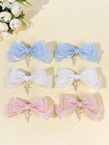 2pcs/Set Cute Heart & Bow Tie Hair Clips, Versatile Accessory For Daily Commute, Festivals, Parties, Outings, Gifting To Best Friends,Snap Clip,Claw Clips - Multicolor - View 16