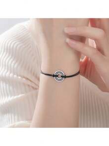 LIKGREAT 1pc Stainless Steel Nordic Runes Round Charm Bracelet Women Men Adjustable Black Red Rope Bracelets Amulet Protective Jewelry Gift - Bracelet Series - View 6