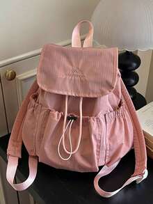 Nueva mochila para mujer, bolso de mano de unicolor popular, bolso versátil de gran capacidad para estudiantes - Rosa - Ver 5