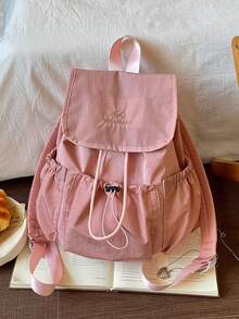 Nueva mochila para mujer, bolso de mano de unicolor popular, bolso versátil de gran capacidad para estudiantes - Rosa - Ver 8