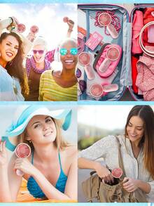 LMMAKE Mini Portable Fan, Cute Handheld Fan Battery Operated Lightweight Small Personal Fan With 3 Speeds And USB Rechargeable Eyelash Fan For Stylish Girl Kids Women Men Office Outdoor Travel Camping - 均碼 - 查看 7