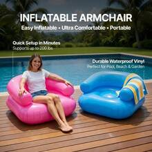 1 chiếc ghế sofa bơm hơi di động chất lượng cao - Chất liệu PVC bền, thiết kế trong suốt, không cần điện, thích hợp cho cắm trại ngoài trời, dã ngoại, tụ họp gia đình, sân sau, bãi biển, công viên. - Ghế sofa bơm hơi - Xem 3