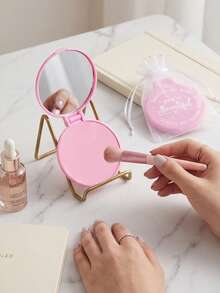 12pcs/6pcs/2pcs Pink Inspirational Compact Mirror Set - Round Makeup Mirror With White Pouch, Women's Small Gift, Graduation, Mother's Day, Party Favor, Pink Small Portable Folding Pocket Mirror, Suitable For Women, Party Gift, Women's Birthday, Bridal Gift, Cheerleader Gift Bag And Other Occasions - Multicolor - View 5