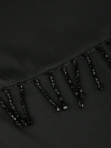 Women's Simple Elegant Tassel Detail Waist-Cinched Dress Black - Black - View 12