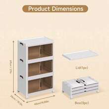 43 Cm Home Storage Cabinet, Multi Layer Foldable Storage Organizer With Transparent Doors And Mobile Casters, Modular Cabinet Combination For Bedroom Kids Room Study Room Kitchen Household Storage Organization - White - View 13