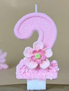 1pc Pure Pink Gradient Double Layer Flower Number Birthday Candle, Suitable For Birthday Party, Company Anniversary Celebration Theme Cake Decoration - View 20