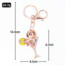 1pc Fresh Cocktail Glass Zinc Alloy Keychain, Multi-Color Rhinestone Key Ring, Suitable For Back To School Students - Multicolor - View 7