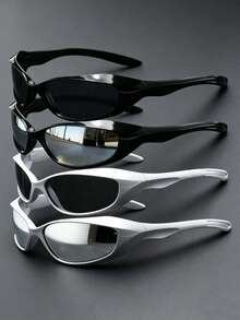 2 Stücke futuristische Y2K Fahrradbrillen, Unisex Punk Hip-Hop Sportbrille zum Autofahren, für tägliche Ausflüge und Wandern - 2 Stück - Übersicht 9
