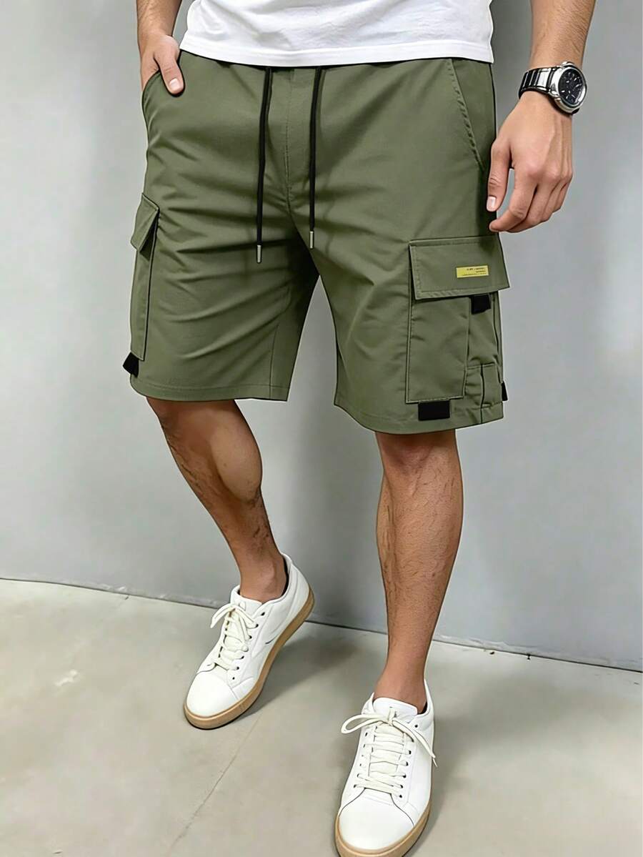 男士夏季工裝戶外運動休閒時尚短褲 - 軍綠色 - 查看 1