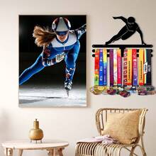 1PC Speed Skating Gold Silver Bronze Medal Display Rack, Metal Wall Decor Storage Rack, Suitable For Sports Awards, Weatherproof Display Collection - Perfect For Sports Enthusiasts And Athletes - Indoor And Outdoor Display, Ideal Gift For Sports Fans And Champions - Black - View 6