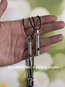 2PCS/1PC Emergency Survival Whistle, Dual-Tube Whistle, Extra Loud Aluminum Whistle With Lanyard Keychain, Suitable For Outdoor Camping, Hiking, Trekking, Travel, Boating - Multicolor - View 5
