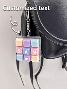1pc Personalized Name Keychain, Mechanical Keyboard Keycap Fidget Toy, ASMR Cherry MX Switch Pendant, Gift For Him - Multicolor - View 2