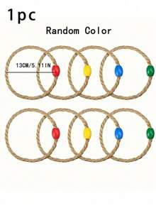 Juego de lanzamiento de aros con cuerda de cáñamo para exteriores (1/3/5 unidades), ideal para actividades escolares (color aleatorio). - Multicolor - Ver 6