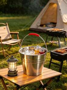 Stainless Steel Outdoor Water Bucket With Multiple Specifications Available. Thickened And Durable, It Features A Heat-Resistant Red Handle For Easy Carrying. Waterproof And Rustproof, It Meets Various Needs For Camping, Household Use And More. - View 5