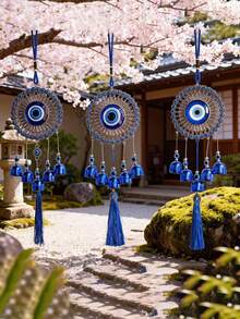 1pc Turkish Blue Evil Eye Wind Chime, Metal Bell Hanging Decor, Multi-Purpose Home Wall Door Car Decoration, Lucky Blessing Traditional Amulet, Hook Sold Separately - Multiple Styles - View 8
