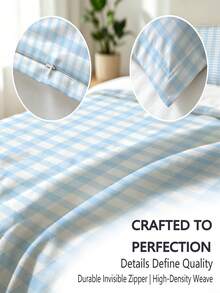 Set Perlengkapan Tidur 3 Potong Bergaris Biru & Putih, Set Sarung Selimut & Sarung Bantal Ultra Lembut, Ramah Kulit, dan Bernapas, Cocok untuk Semua Musim, Dekorasi Kamar Tidur Asrama Mahasiswa dan Rumah - Baby Blue - View 11