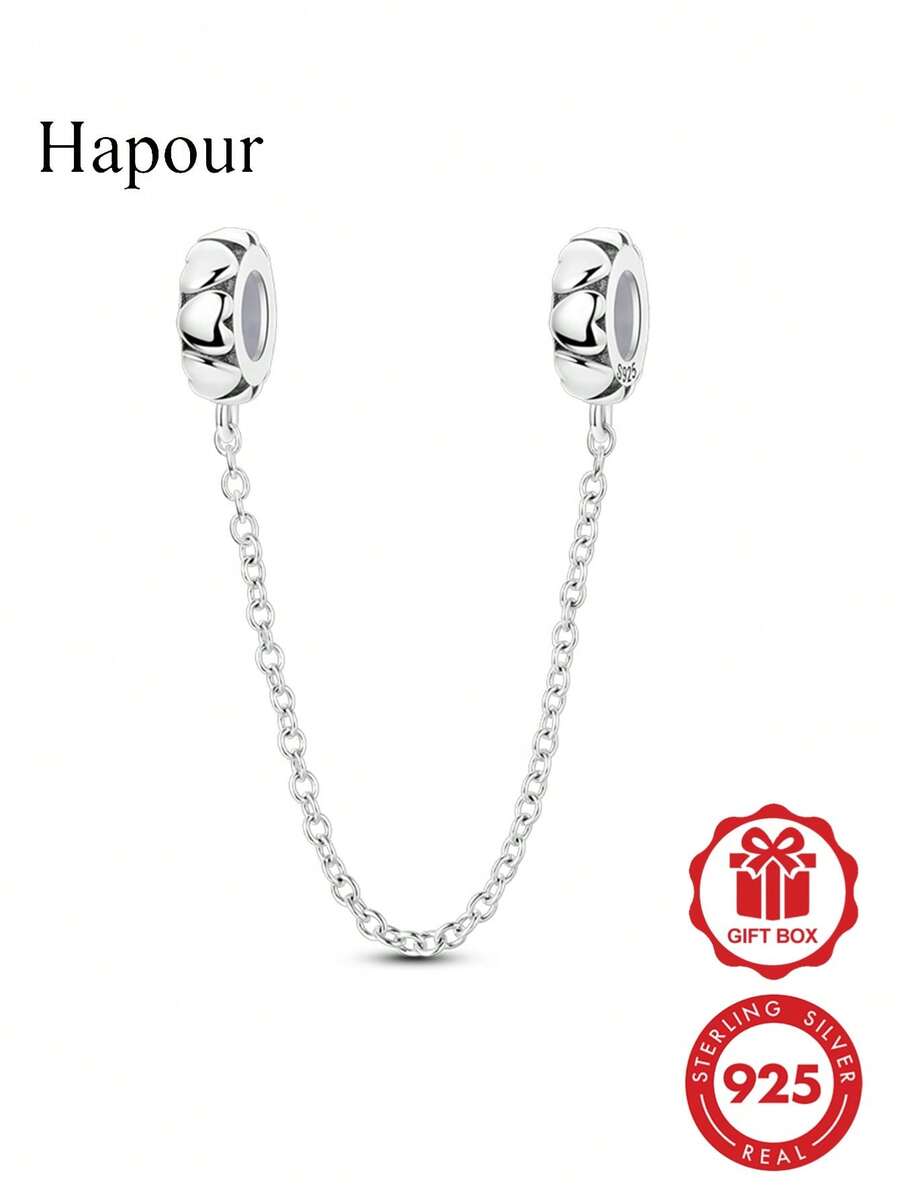 1 Piece Original Design Safety Chain Charm Pendant For Women Bracelet Necklace Fine DIY 925 Sterling Silver Charms Jewelry Wedding Anniversary Gifts - Silver - View 1