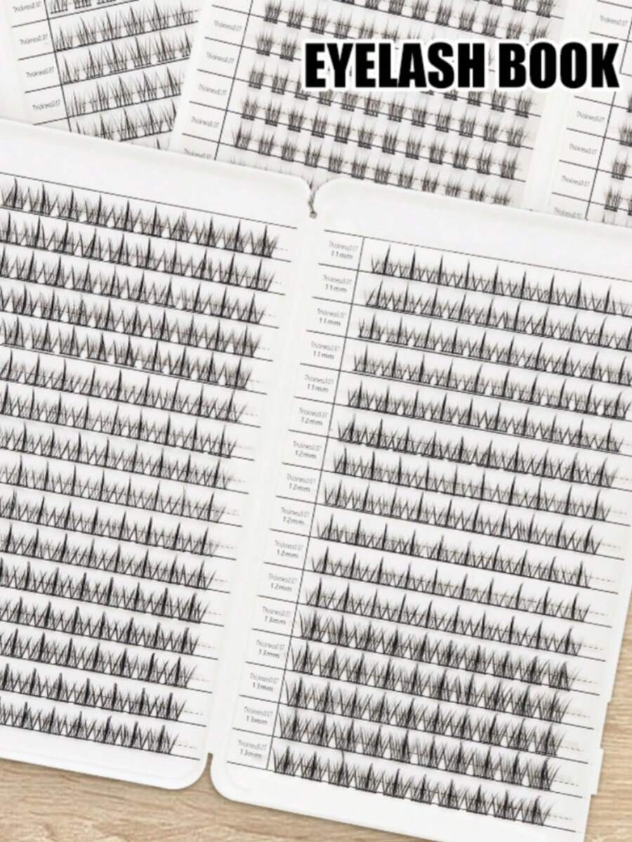 DIY False Eyelash Extensions, Eyelash Clusters, Natural Long 3D Flared Eyelash Book, Dense Segmented Eyelashes