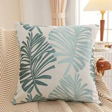 shangxia 1pc--Nordic Ins Style Gold Palm Leaf Throw Pillow Cover, Luxury Plant Jacquard Texture Cushion Case, Soft Decor Atmosphere Enhancer-- (Pillow Insert Not Included) - Green - View 2