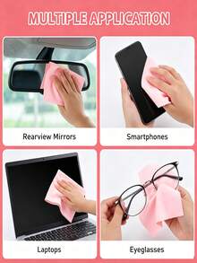 10/1pc Pink Microfiber Cleaning Cloth - Reusable, Soft And Highly Absorbent, Suitable For Wiping Glasses, Phones And Screens, Ideal For Home And Office Use, Essential For Screen Cleaning - View 7