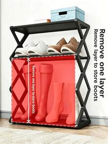 4-Tier White Shoe Rack, Easy Assembly Heavy Duty Metal Shoe Storage Rack, Multi-Functional Large Capacity Storage Shelf, Space-Saving Home Essential Suitable For Entryway, Closet, Hallway, Dorm, Bedroom, Durable Household Shoe Storage - Multicolor - View 7