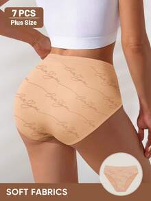 7pcs Plus Size Mid-Waist Printed Women's Triangle Panties, Sexy Triangle Briefs, Soft And Breathable - Multicolor - View 3