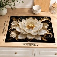 1pc 3D Floral Pattern Diatomaceous Earth Absorbent Mat, Non-Slip Heat-Resistant Water-Absorbing Mat, Suitable For Kitchen Countertop, Coffee Machine, Tableware, Home, Cafe, Bar, Party Decoration Placemat Gift - Multicolor - View 15